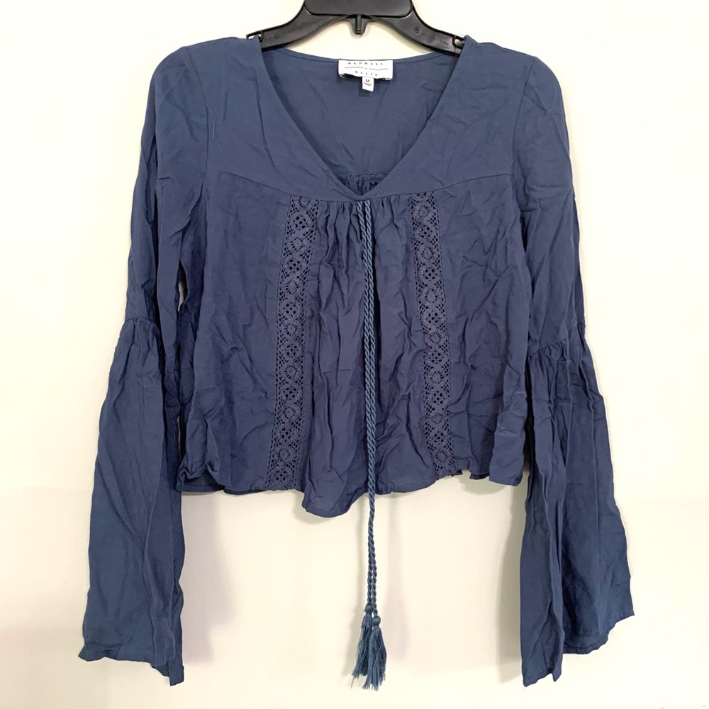 Kendall & Kylie blue cropped boho top - Picture 1 of 6